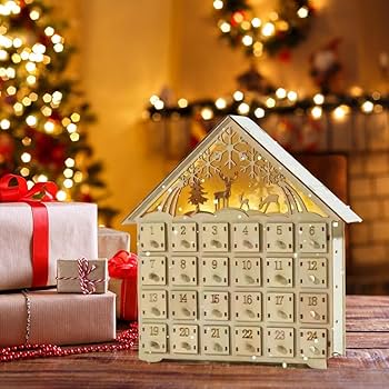 WOODEN 木製アドベントカレンダー クリスマスツリー 24個オーナメント付き MARK'S クリスマスツリー 木製 アドベントツリー クリスマス